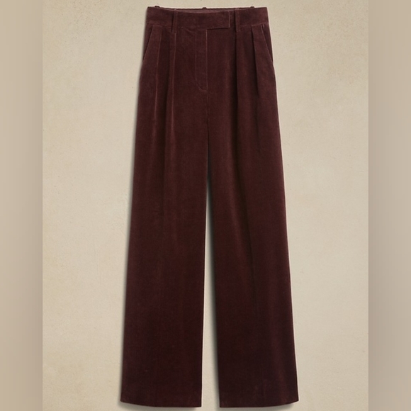Banana Republic Rivoli Relaxed Dark Cherry Red Burgundy Corduroy Wide Leg Pants - Picture 2 of 9